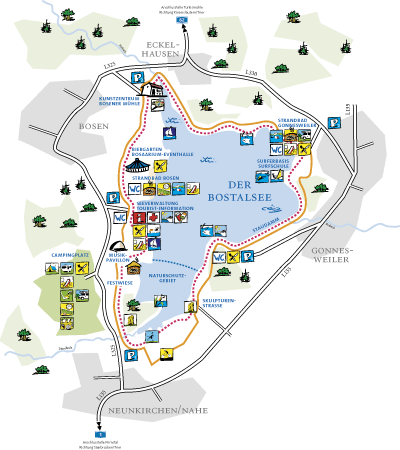 Parkplätze am Bostalsee